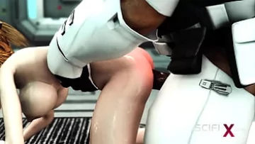 Play Sex cu extratereștri 3D: Stormtrooper cu cocosul mare ia păsărica rasă într-o orgie SF