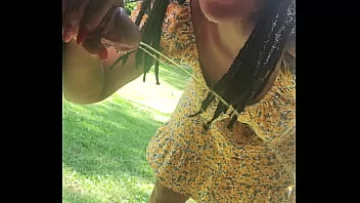Play Ebony Amateur Piss and Sug Cock Outside