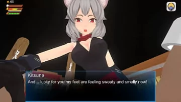 Play Hardcore Femdom Foxgirl Adorarea picioarelor în șosete și ciorapi