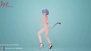 Play Sexy Catgirl MIA în Blue Hair Tease and Dance Porno Show