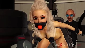Play Club BDSM: Micuță sclavă sexuală blondă, futută cu greu de un pitic nebun cu un penis mare